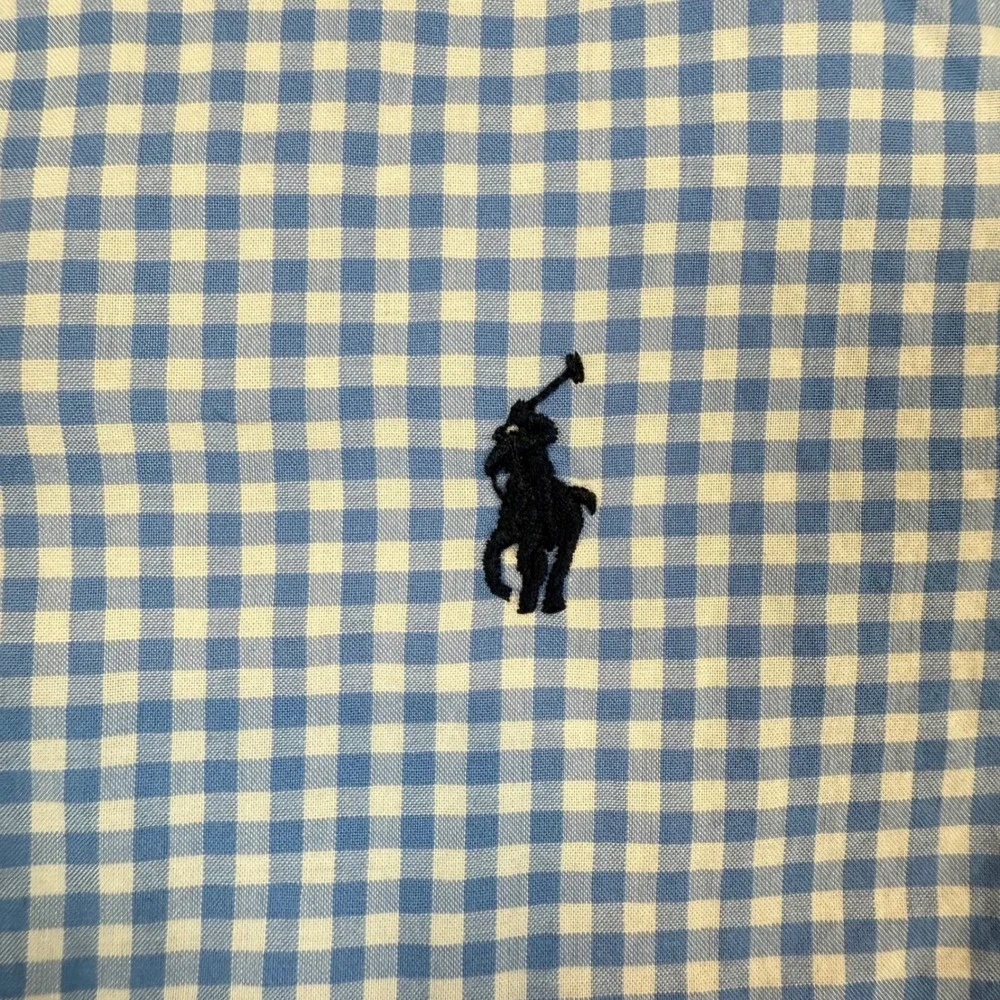 Ralph Lauren Kids XL Button Down Shirt Blue White‎ Gingham Check Natural Stretch